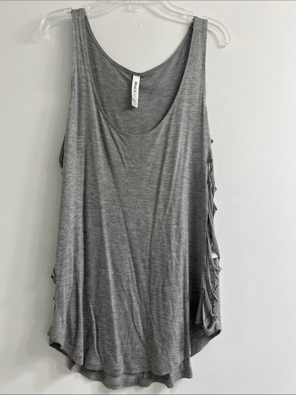 RVCA Gray Scoop Neck Tank with Side Slit Details
